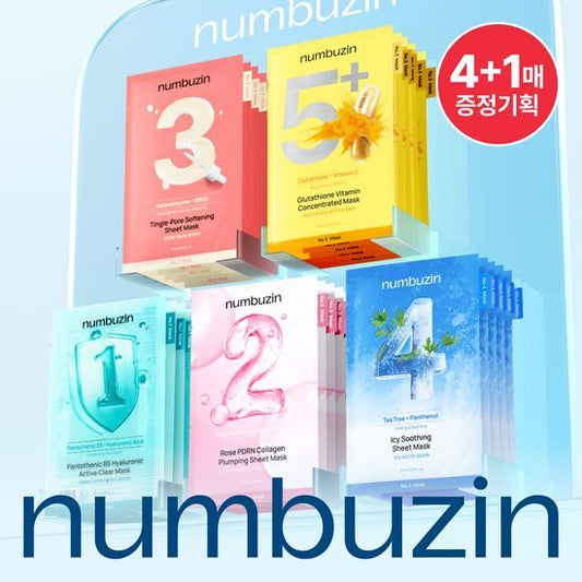 [Sale~8.28] Numbuzin No.1-5 Mask 4+1p (5款可選)