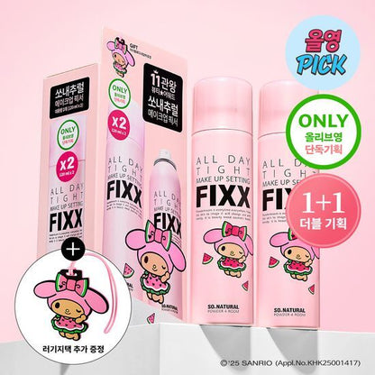 [Sale~9.30] So Natural X Sanrio All Day Tight Make Up Setting Spray (120ml+120ml套裝) (+行李牌)reubird