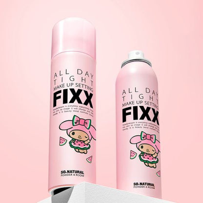 [Sale~9.30] So Natural X Sanrio All Day Tight Make Up Setting Spray (120ml+120ml套裝) (+行李牌)reubird